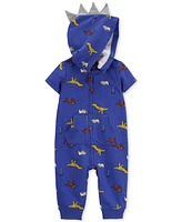 Carter's Baby Boys Dino-Print Full-Zip Hooded Jumpsuit