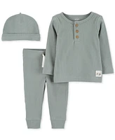 Carter's Baby 3-Pc. Ribbed Cap, T-Shirt & Pants Set