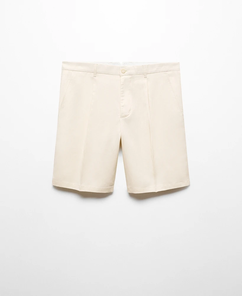 Mango Men's Linen-Blend Darts Detail Bermuda Shorts