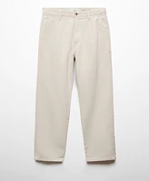 Mango Men's Relaxed Fit Linen Blend Pleated Trousers