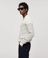 Mango Men's Striped Polo-Style Sweater