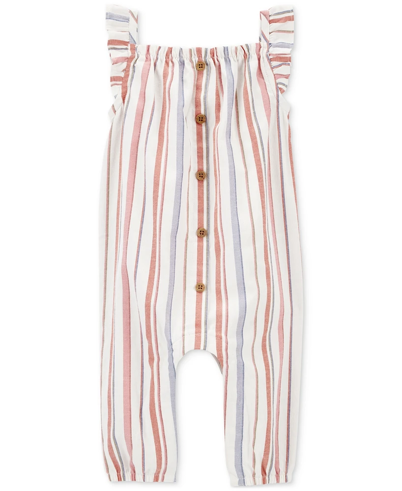 Carter's Baby Girls Striped Cotton Jumpsuit