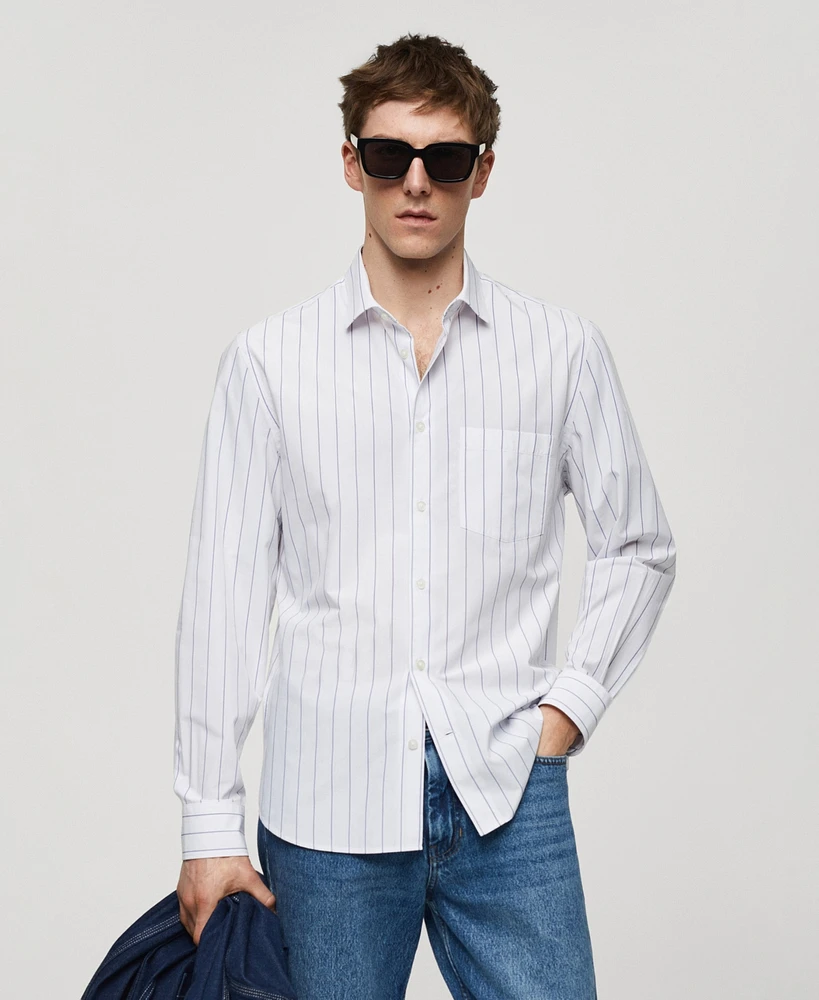 Mango Men's Classic Fit Vertical Striped Shirt