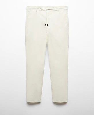 Mango Men's Cotton Seersucker Drawstring Pants