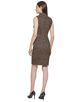 Calvin Klein Women's Mock-Neck Jacquard Sleeveless Dress