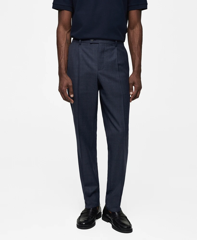 Mango Men's Pleat Detail Wool Pants