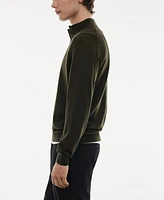 Mango Men's 100% Merino Wool Zipper Collar Sweater