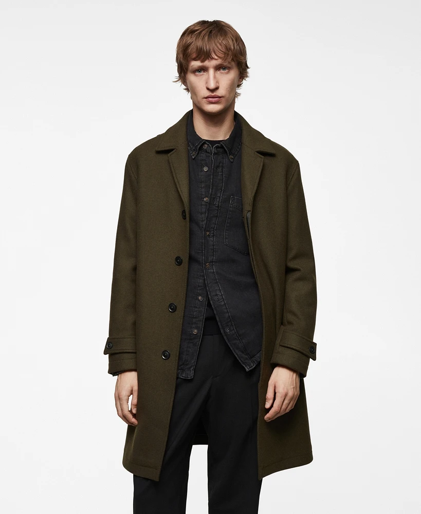 Mango Men's Regular Fit Wool Coat