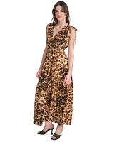 Calvin Klein Women's Printed Tie-Shoulder Maxi Dress