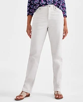 Style & Co Petite High Rise Natural Straight-Leg Jeans