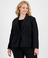 Kasper Plus Crepe One-Button Blazer