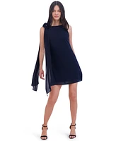 Jessica Howard Petite Draped-Shoulder Boat-Neck Mini Dress