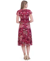 Jessica Howard Petite Paisley-Print Ruched Midi Dress