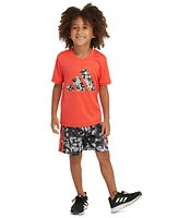 adidas Little & Toddler Boys Short-Sleeve Logo T-Shirt 3-Stripes Shorts, 2 Piece Set