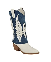 Guess Women's Raegan Fold Over Silhouette Block Heel Western Boots