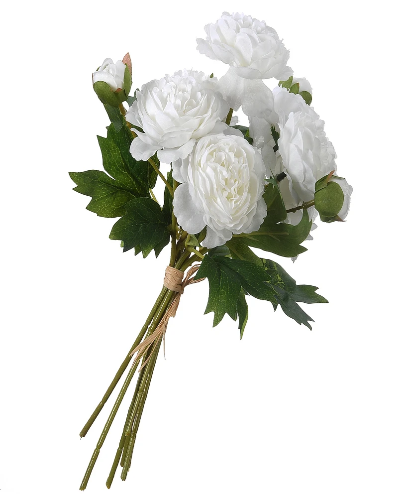 National Tree Company 12 White Peonies Bundle