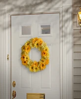 National Tree Company 19 Garden Accents Yellow Cosmos Wreath