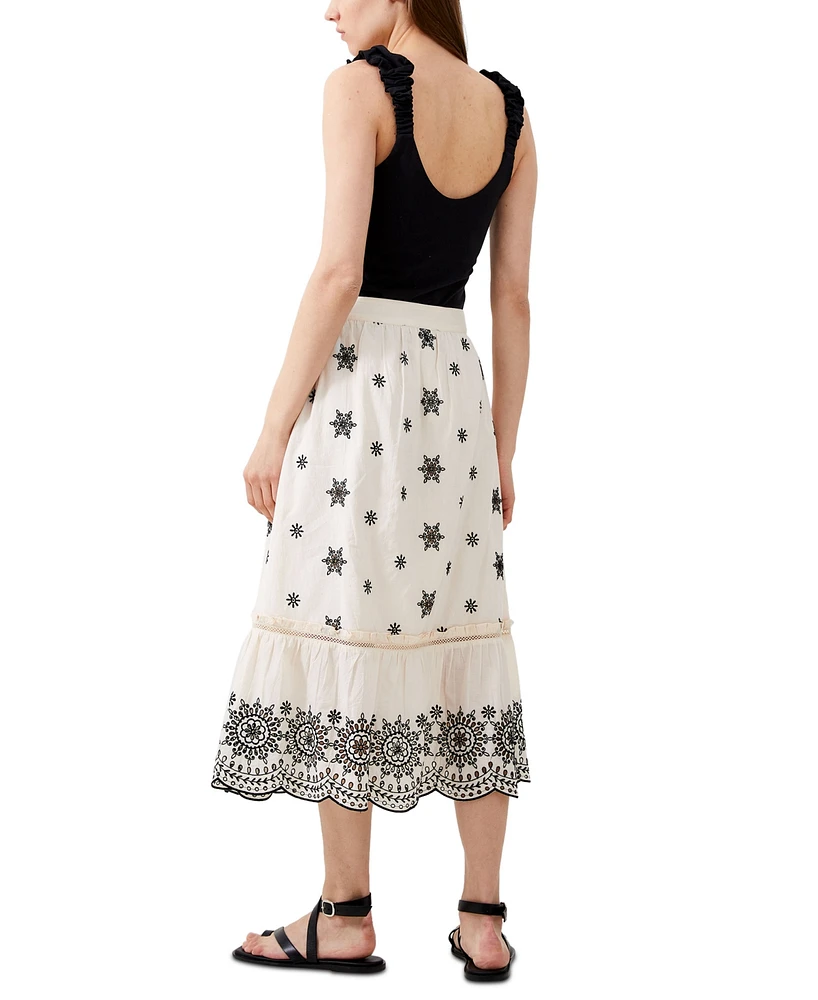 French Connection Women's Embroidered Midi Skirt