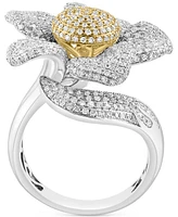 Effy Diamond Pave Large Flower Statement Ring (1-5/8 ct. t.w.) in 14k Two-Tone Gold