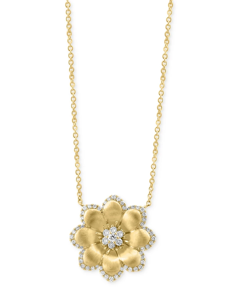 Effy Diamond Flower 18" Pendant Necklace (5/8 ct. t.w.) in 14k Gold