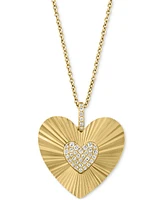 Effy Diamond Heart Cluster Sunray 18" Pendant Necklace (1/6 ct. t.w.) in 14k Gold