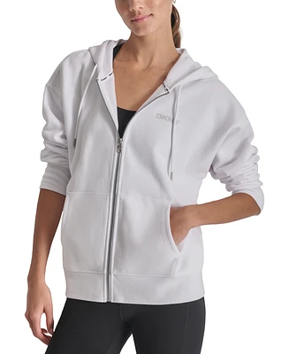 Dkny Sport Women's Mini-Stud-Logo Zippered Hoodie