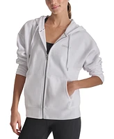 Dkny Sport Women's Mini-Stud-Logo Zippered Fleece Hoodie