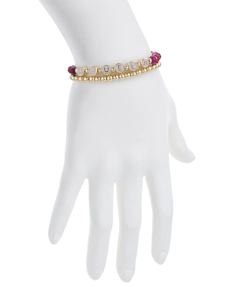 Unwritten Multi Purple Quartz Abuela Stone and Beaded Stretch Bracelet Set