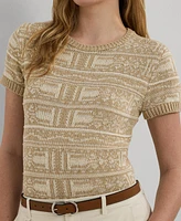 Lauren Ralph Lauren Women's Short-Sleeve Geo-Print Sweater