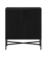 Hudson & Canal Brighton 28" Wide Rectangular Accent Cabinet in Black Grain