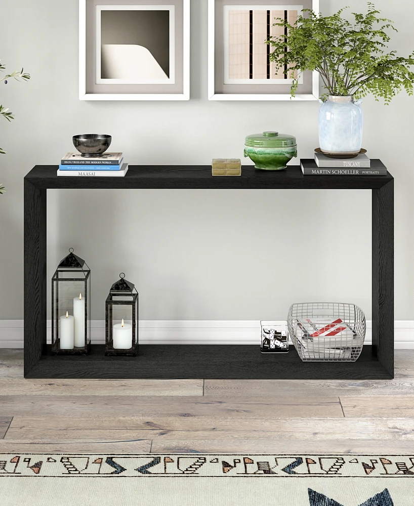 Hudson & Canal Osmond 55" Wide Rectangular Console Table in Black Grain