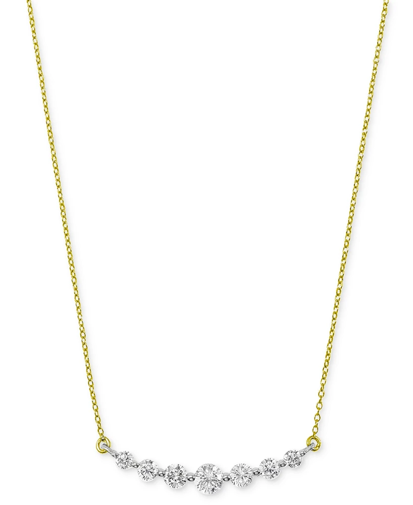 Diamond Graduated Bar Statement Necklace (1 ct. t.w.) in 14k Gold & White Gold, 16" + 2" extender - Two