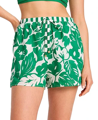 kate spade new york Women's Printed High Rise Cotton Drawstring Shorts