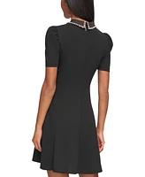 Karl Lagerfeld Paris Women's Embellished-Collar Dress