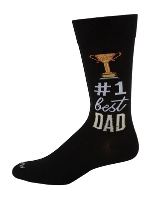 MeMoi Men's 1 Dad Trophy Novelty Crew Sock