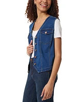 Jones New York Women's Denim Button-Front V-Neck Vest