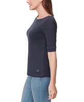 Gloria Vanderbilt Women's Alanis Boat Neck Elbow-Sleeve T-Shirt