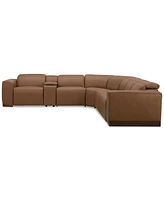 Lovro -Pc. Leather Sectional with Power Motion Chairs & 1 Console