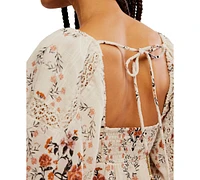 Free People Women's All The Attitude Printed Lace-Trim Balloon-Sleeve Cotton Maxi Dress