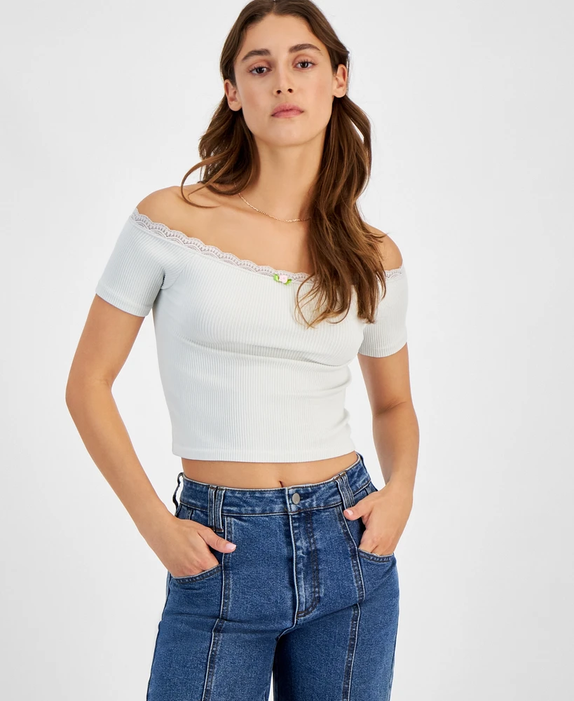 Planet Heart Juniors' Off-The-Shoulder Long-Sleeve Top