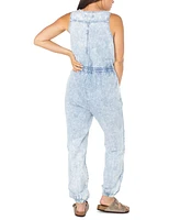 Celebrity Pink Juniors' Cotton Denim Drawstring-Waist Jumpsuit