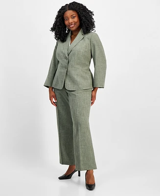 Le Sui Plus Size Two Button Jacket & Extended-Tab Pantsuit