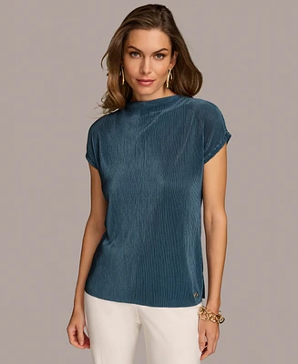 Donna Karan Women's Allover Pleat Short Sleeve Top