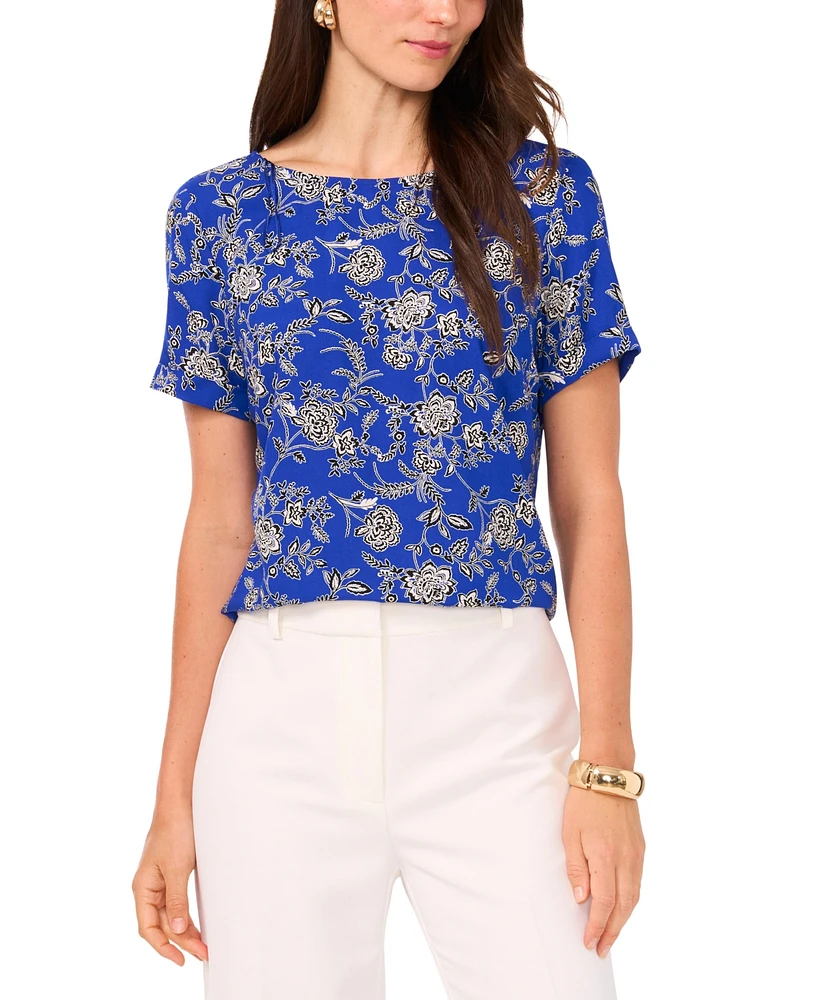 Vince Camuto Women's Floral-Print Crewneck Top