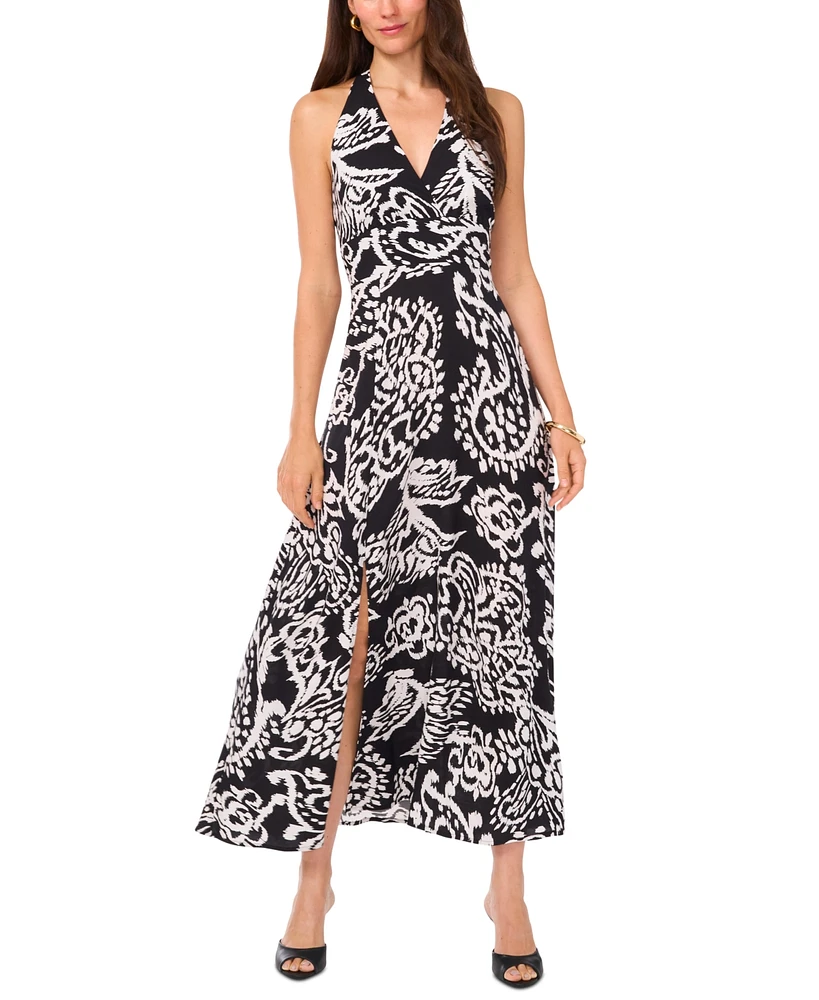 Vince Camuto Women's Sleeveless Printed Halter Maxi Dress