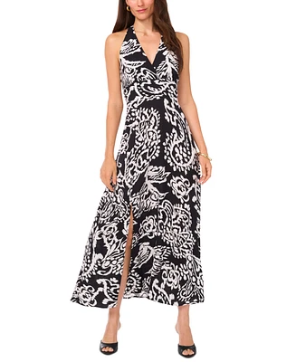 Vince Camuto Women's Sleeveless Printed Halter Maxi Dress