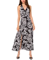 Vince Camuto Women's Sleeveless Printed Halter Maxi Dress