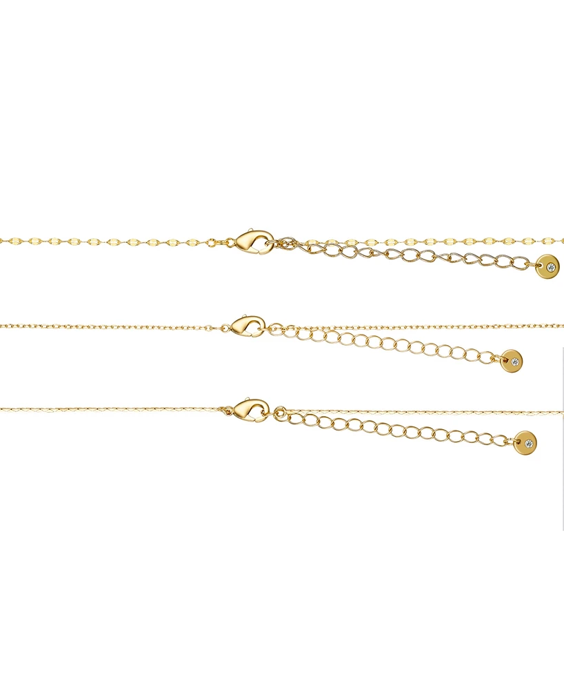 Unwritten Cubic Zirconia Heart Y-Neck Layered Necklace Set