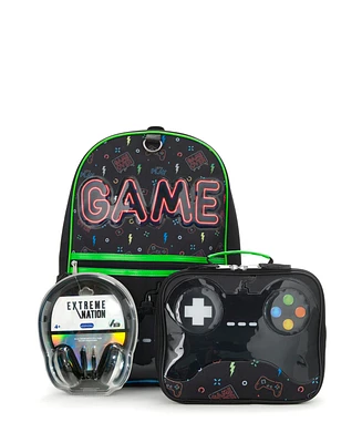 InMocean Boy's Game On Backpack Headphone Lunch Set