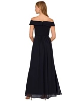 Adrianna Papell Off-The-Shoulder Chiffon Gown